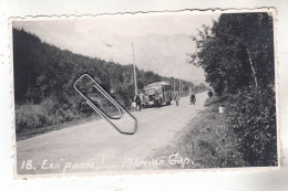 PHOTO VOITURE AUTOBUS ANCIEN  EN PANNE 19 KM DEVANT CAP - Automobiles