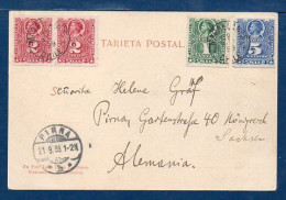 Magallanes (Chile) To Pirna (Germany), 19/8/1899, Postcard (Valparaiso Brasil Ave), Via Surface,   (007) - Chile