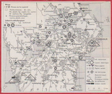 Suède. Carte économique De La Suède Centrale. Mine, Industrie Métallurgique, Mécanique... Larousse 1960. - Historische Dokumente