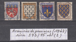 France Armoiries Des Provinces (1943) Y/T Série N° 572/575 Oblitérés (lot 2) - 1941-66 Wapenschilden
