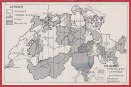 Suisse. Langues Et Religions. Larousse 1960. - Historical Documents