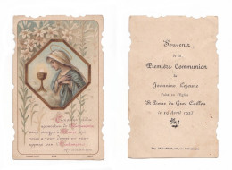 Paris, 1re Communion De Jeannine Lejeune, 1923, Saint-Pierre Du Gros-Caillou, Vierge Marie, Bouasse Jeune 3998 - Images Religieuses