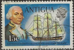 ANTIGUA 1970 Ships And Boats - 15c. - Collingwood And HMS Pelican FU - Antigua Und Barbuda (1981-...)
