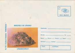 ROMANA MINERALS POSTAGE STAMPS / STATIONARY LETTER. Minereu De Uraniu - Uranocircit - Ganzsachen