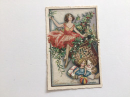 Carte Postale Ancienne Signée Chiostri Au Pied Du Sapin De Noël Bonne Année - Chiostri, Carlo