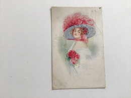 Carte Postale Ancienne (1912) Signée C.E.Pizzigalli Portrait De Femme à Chapeau - Chiostri, Carlo