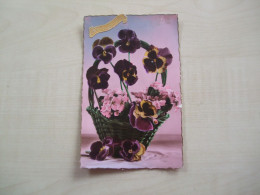 Carte Postale Ancienne Rosée PANIER DE PENSEES - Fleurs