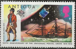 ANTIGUA 1974 Centenary Of UPU - 1c. - Bellman, Mail Steamer Orinoco And Satellite MNH - Antigua En Barbuda (1981-...)