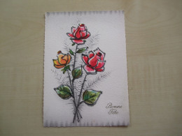 Carte Postale Ancienne BONNE FÊTE Roses - Other & Unclassified
