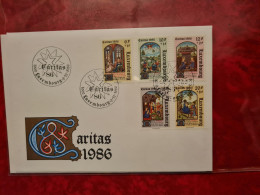 LETTRE CARTE LUXEMBOURG 1986 FDC SERIE CARITAS - Other & Unclassified