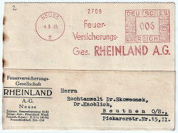Official Postcard With Official Seal Of Fire Insurance Company RHEINLAND A.G. DR 006 NEUSS 04.05.1933 - Postkarten