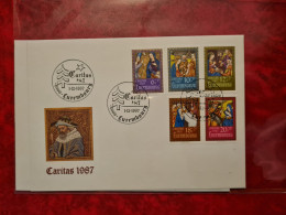 LETTRE CARTE LUXEMBOURG 1987 FDC SERIE CARITAS - Other & Unclassified