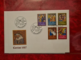 LETTRE CARTE LUXEMBOURG 1987 FDC SERIE CARITAS - Autres & Non Classés