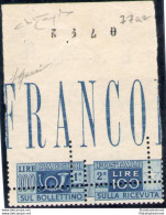 1946-1951 Repubblica Italiana , Pacchi Postali Filigrana Ruota , 100 Lire Azzurr - Abarten Und Kuriositäten