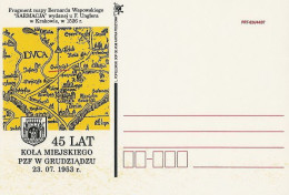 Poland Postcard Bez. Gdansk 1998.VI.02: Grudziadz Crest Map - Postwaardestukken