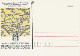 Poland Postcard Bez. Gdansk 1998.VII.02: Lasin 700 Y. Crest Map - Entiers Postaux