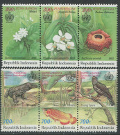 Indonesia:Unused Stamps Strips Flowers, Lizard, Fish, Bird, 1993, MNH - Sonstige & Ohne Zuordnung