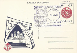 Poland Postmark D63.09.27 TORUN.02FI: Philatelic Exhibition Crest Tower (violet) - Stamped Stationery