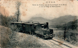 Compagnie V.S.B. Train Locomotive Sortie Du Crossey Vue Sur Les Montagnes De La Savoie Et Sur La Vallée De Saint-Laurent - Autres & Non Classés