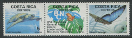 Costa Rica:Unused Stamps Strip Turtle, Frog, Butterfly, 1988, MNH - Otros & Sin Clasificación