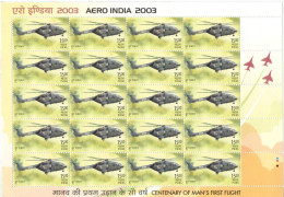 India - 2003  - Aero India - Dhruv Helecopter - Sheetlet - MNH. ( OL 12/02/2022 ) - Unused Stamps