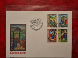LETTRE CARTE LUXEMBOURG 1988 FDC CARITAS LA SERIE - Other & Unclassified