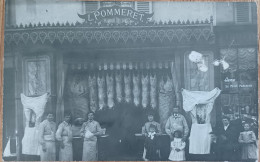 BOUCHERIE POMMERET 180 RUE DE CHARENTON PARIS XIIème  CARTE PHOTO DEVANTURE MAGASIN COMMERCE - Andere & Zonder Classificatie