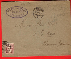 VBC-34  Tampon Société D'Orchestre La Cécilienne Moudon, Cachet Moudon 1890  Vers La Croix Chavannes Sur Moudon - Lettres & Documents