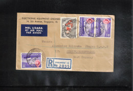 Singapore 1962 Interesting Airmail Registered Letter - Singapour (1959-...)