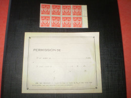 Bloc FM. 8 Timbres Rouge & Demande De Permission - Timbres De Franchise Militaire