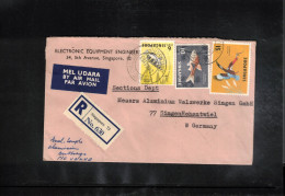 Singapore 1963 Interesting Airmail Registered Letter - Singapour (1959-...)
