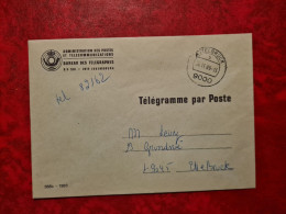 LETTRE CARTE LUXEMBOURG 1989  ETTELBRUCK TELEGRAMME PAR POSTE BUREAU DES TELEGRAPHES - Autres & Non Classés