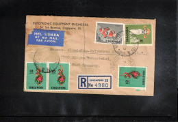 Singapore 1969 Interesting Airmail Registered Letter - Singapour (1959-...)