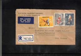 Singapore 1965 Interesting Airmail Registered Letter - Singapour (1959-...)