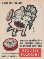 Réglisse Florent. Illustration Jean Berry. Visuel Enfants Sur Rollers Et Boite Métal Reglisse. 1964. - Publicités