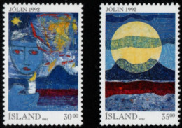 Island 1992 Christmas 2 Values MNH  Winter Solstice, Sonnenwende Paintings By Bragi Asjeirsson - Weihnachten