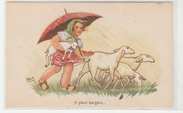 Illustrateur Xav, Enfant, Agneaux, Moutons, "il Pleut Bergère" - Autres & Non Classés