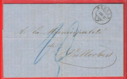 VBC-36  Lettre à La Municipalité De Vallorbes, Oblitérée Moudon 1872 - Cartas & Documentos
