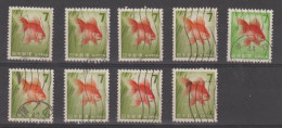 JAPAN:  1966/69  RED  FISH  -  7 Y. USED  -  REP. 9  EXEMPLARY  -  YV/TELL.  837 - Gebraucht