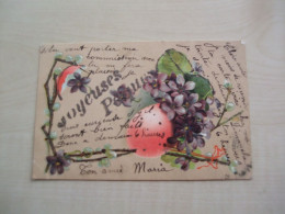 Carte Postale Ancienne Pailletée  JOYEUSES PÂQUES - Pâques