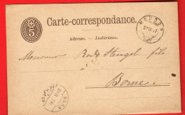 VBC-37 Ganzsache Entier Postal  5ct Rappen. Oblitération Moudon Et Bern 1877 - Entiers Postaux
