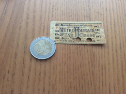 Ancien Ticket De Métro "MÉTROPOLITAIN 2me Classe - J " (PARIS) - Europe