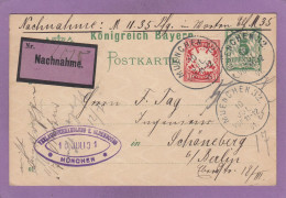 VERLAGSBUCHHANDLUNG B. OLDENBOURG,MÜNCHEN.NACHNAHME GANZSACHE MIT ZUSATZFRANKATUR NACH SCHÖNEBERG. - Postal  Stationery