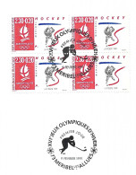 FRANCE Ca.1991:  Encart J.O. D'Albertville "Méribel Les Allues" (FDC): Hockey - 1990-1999