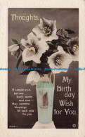 R670492 Thoughts My Birthday Wish For You. Flowers In Vase. Rotary Photo. RP - Monde