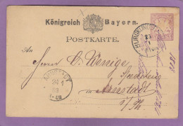 GANZSACHE AUS BURGKUNSTADT NACH ARNSTADT. - Postal  Stationery