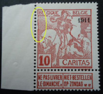 BELGIQUE N°98 V3 Double Défoncement Du Cadre Gauche Dans Le Haut MNH** - 1901-1930