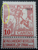 BELGIQUE N°98 V3 Double Défoncement Du Cadre Gauche Dans Le Haut MNH** - 1901-1930