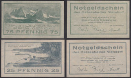 Niendorf 25 + 75 Pfennig NOTGELD Gutschein 1921   (32293 - Sonstige & Ohne Zuordnung