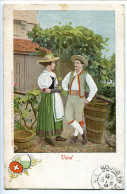 SUISSE CPA Couleur Voyagé 1910 * VAUD Couple Costumes Vaudois Campagne Hotte Vigneron ? - Sonstige & Ohne Zuordnung